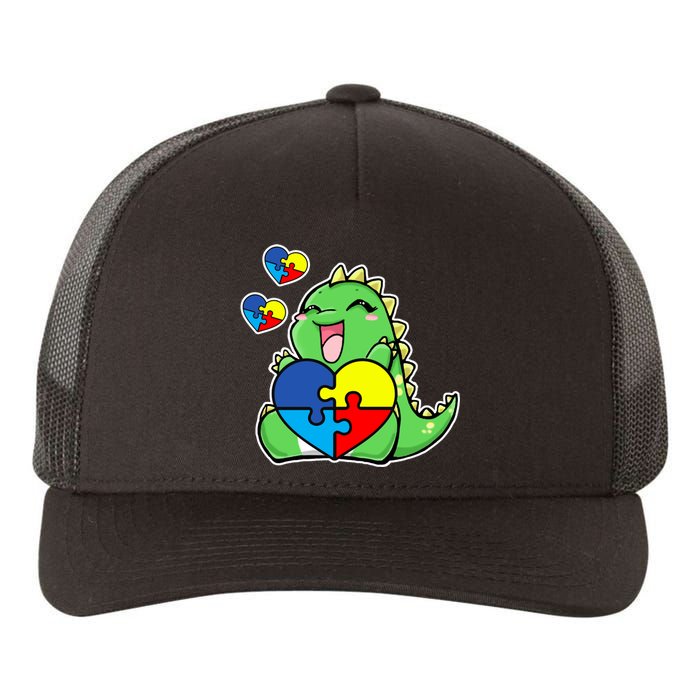 Autism Awareness Cute Dinosaur Puzzle Piece Yupoong Adult 5-Panel Trucker Hat