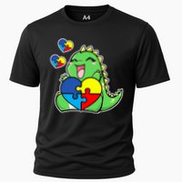 Autism Awareness Cute Dinosaur Puzzle Piece Cooling Performance Crew T-Shirt