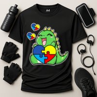 Autism Awareness Cute Dinosaur Puzzle Piece Cooling Performance Crew T-Shirt