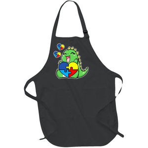 Autism Awareness Cute Dinosaur Puzzle Piece Full-Length Apron With Pockets