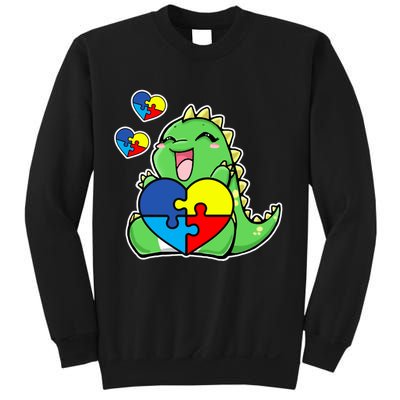 Autism Awareness Cute Dinosaur Puzzle Piece Sweatshirt