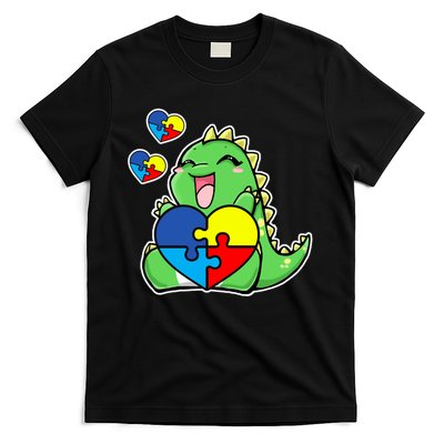 Autism Awareness Cute Dinosaur Puzzle Piece T-Shirt