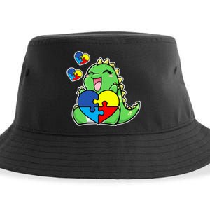 Autism Awareness Cute Dinosaur Puzzle Piece Sustainable Bucket Hat