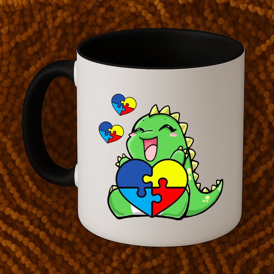 Autism Awareness Cute Dinosaur Puzzle Piece Mug