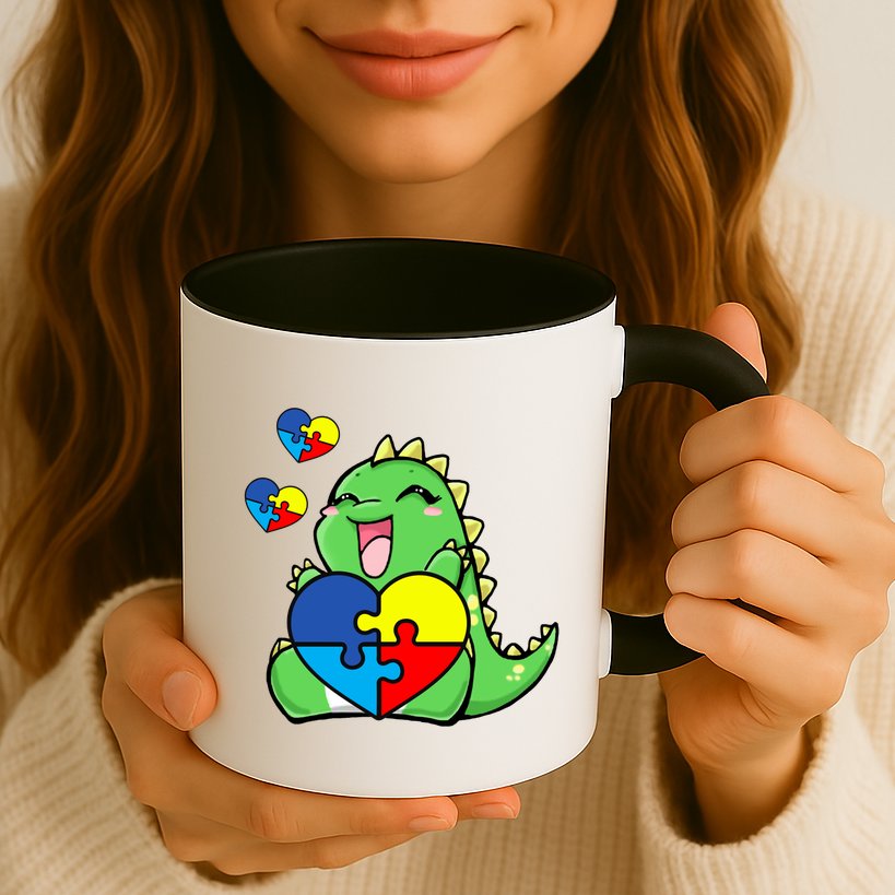 Autism Awareness Cute Dinosaur Puzzle Piece Mug