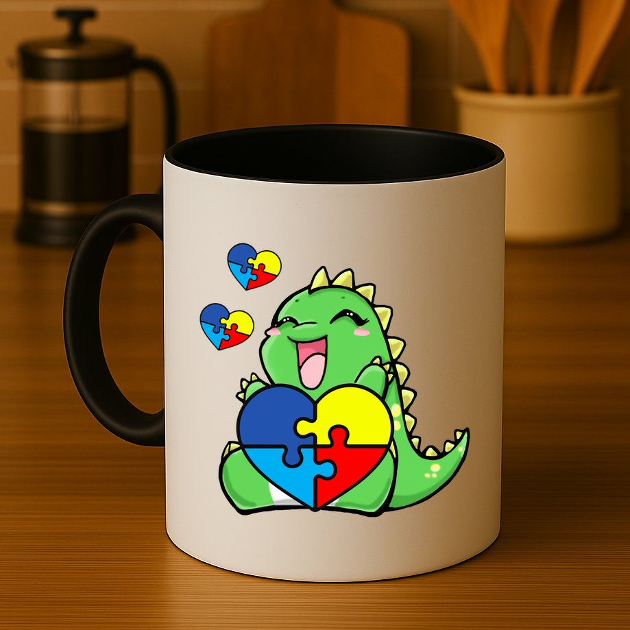 Autism Awareness Cute Dinosaur Puzzle Piece Mug