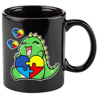 Autism Awareness Cute Dinosaur Puzzle Piece 11oz C Handle Ceramic Mug