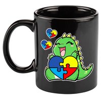 Autism Awareness Cute Dinosaur Puzzle Piece 11oz C Handle Ceramic Mug