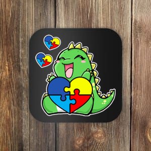 Autism Awareness Cute Dinosaur Puzzle Piece Coaster