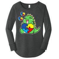 Autism Awareness Cute Dinosaur Puzzle Piece Women's Perfect Tri Tunic Long Sleeve Shirt