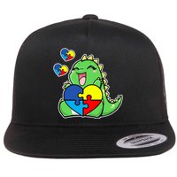 Autism Awareness Cute Dinosaur Puzzle Piece Flat Bill Trucker Hat