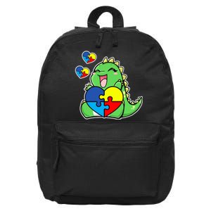 Autism Awareness Cute Dinosaur Puzzle Piece 16 in Basic Backpack