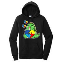 Autism Awareness Cute Dinosaur Puzzle Piece Women's Pullover Hoodie