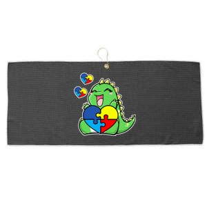 Autism Awareness Cute Dinosaur Puzzle Piece Large Microfiber Waffle Golf Towel