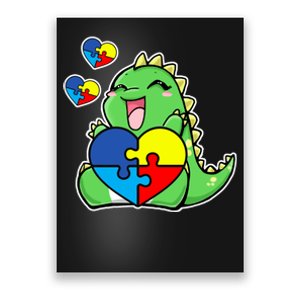 Autism Awareness Cute Dinosaur Puzzle Piece Poster