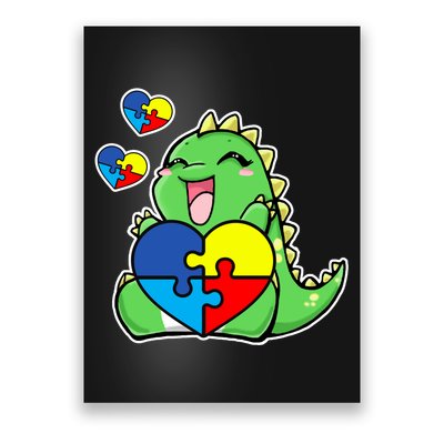 Autism Awareness Cute Dinosaur Puzzle Piece Poster