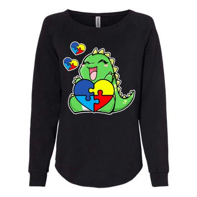 Autism Awareness Cute Dinosaur Puzzle Piece Womens California Wash Sweatshirt