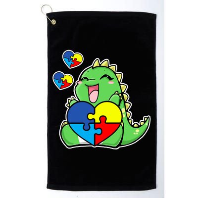 Autism Awareness Cute Dinosaur Puzzle Piece Golf Towel