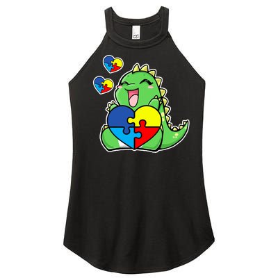 Autism Awareness Cute Dinosaur Puzzle Piece Women's Perfect Tri Rocker Tank