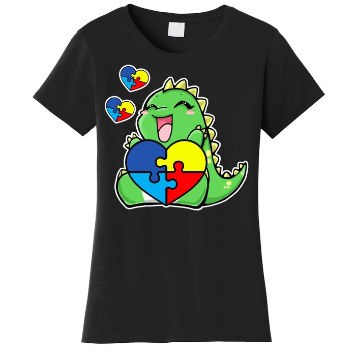 Autism Awareness Cute Dinosaur Puzzle Piece Women's T-Shirt