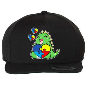 Autism Awareness Cute Dinosaur Puzzle Piece Wool Snapback Cap