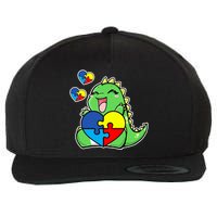 Autism Awareness Cute Dinosaur Puzzle Piece Wool Snapback Cap