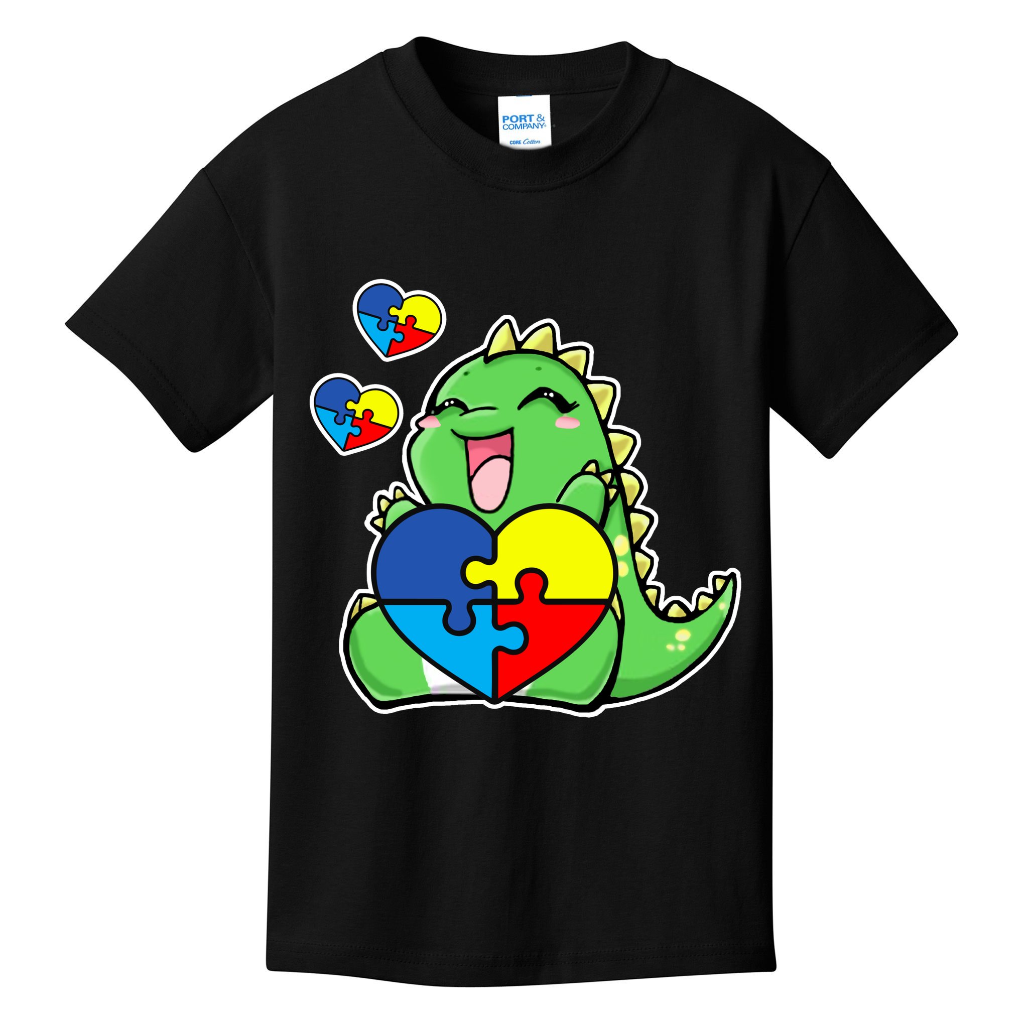 Autism Awareness Cute Dinosaur Puzzle Piece Kids T-Shirt