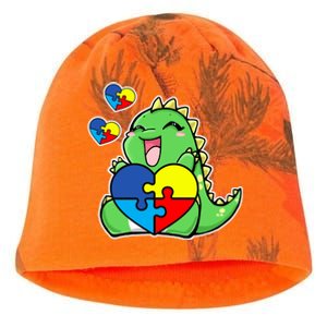 Autism Awareness Cute Dinosaur Puzzle Piece Kati - Camo Knit Beanie