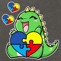 Autism Awareness Cute Dinosaur Puzzle Piece Cotton Canvas Backpack