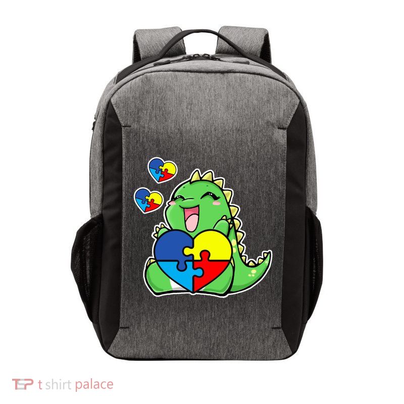 Autism Awareness Cute Dinosaur Puzzle Piece Vector Backpack