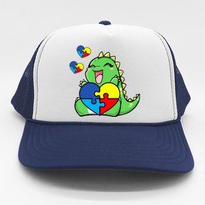 Autism Awareness Cute Dinosaur Puzzle Piece Trucker Hat