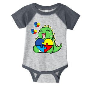 Autism Awareness Cute Dinosaur Puzzle Piece Infant Baby Jersey Bodysuit