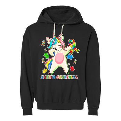 Autism Awareness Dabbing Unicorn Garment-Dyed Fleece Hoodie