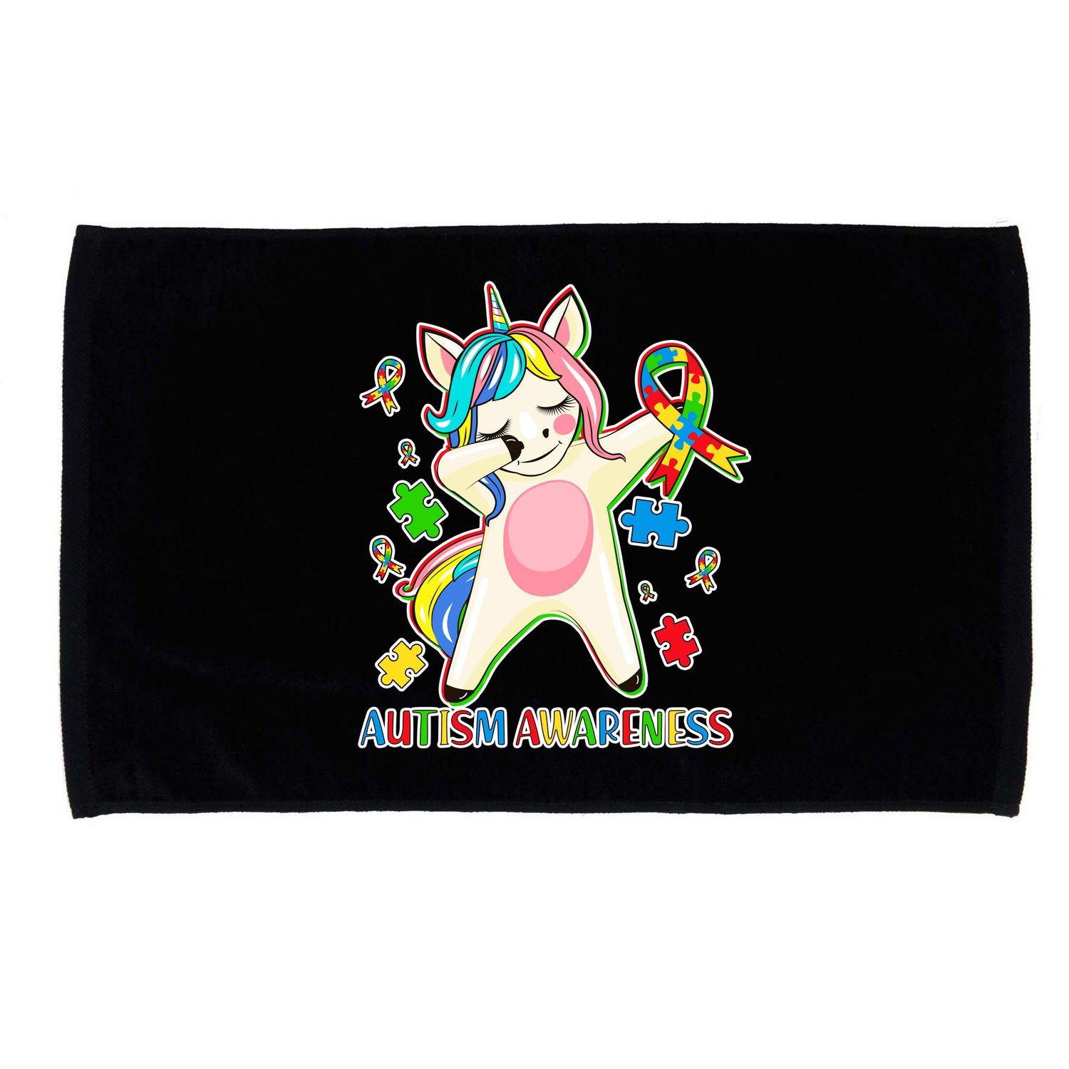 Autism Awareness Dabbing Unicorn Microfiber Hand Towel