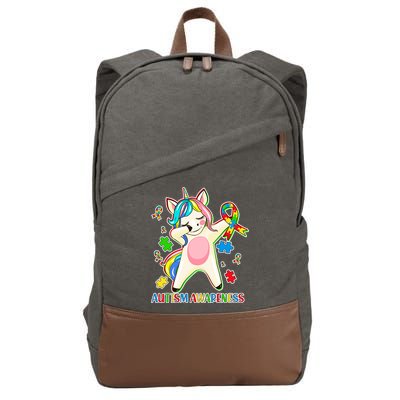Autism Awareness Dabbing Unicorn Cotton Canvas Backpack
