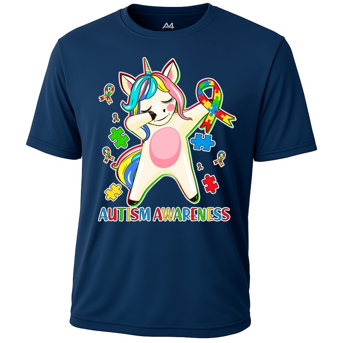 Autism Awareness Dabbing Unicorn Cooling Performance Crew T-Shirt