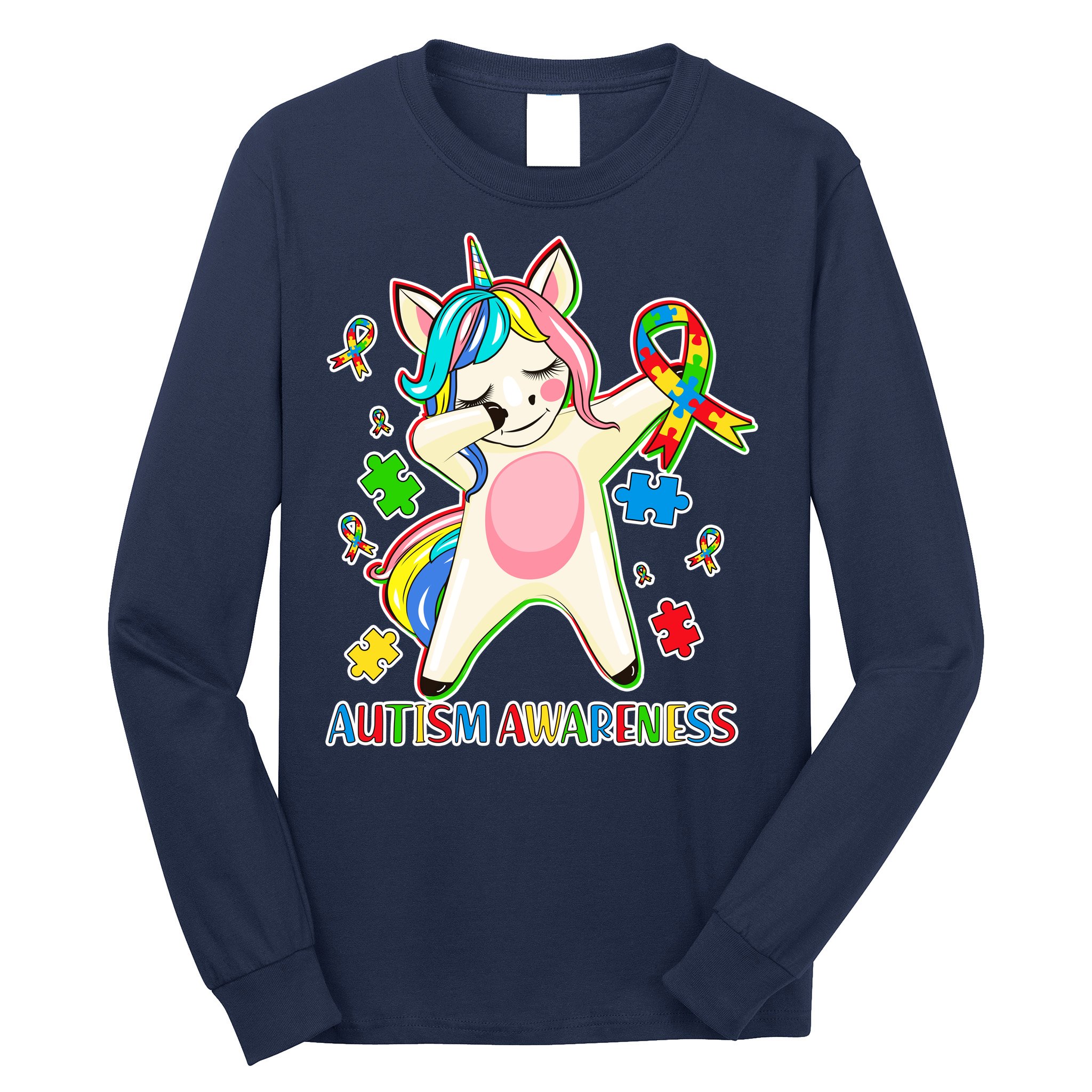 Autism Awareness Dabbing Unicorn Long Sleeve Shirt