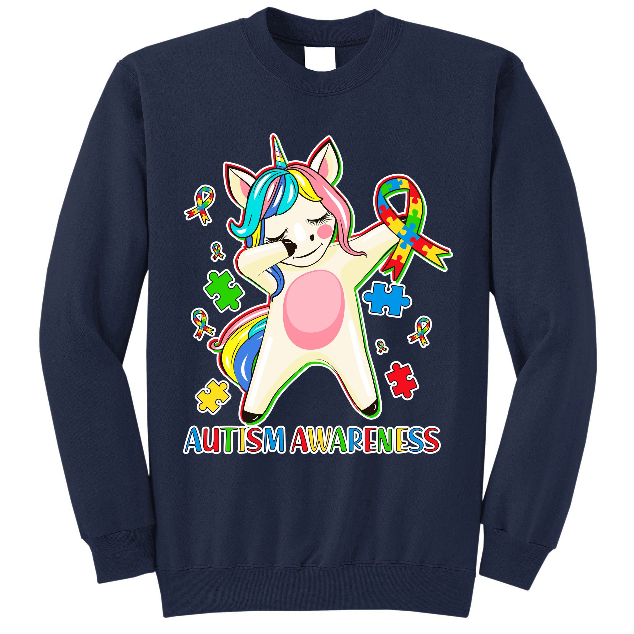 Autism Awareness Dabbing Unicorn Tall Sweatshirt