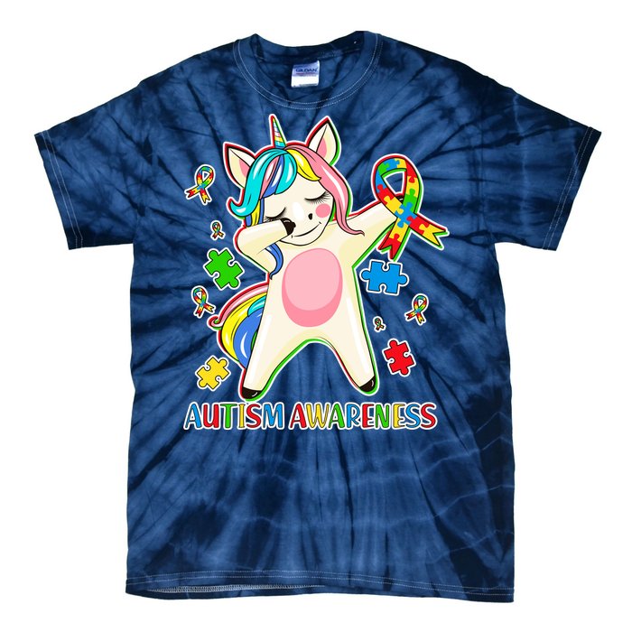 Autism Awareness Dabbing Unicorn Tie-Dye T-Shirt