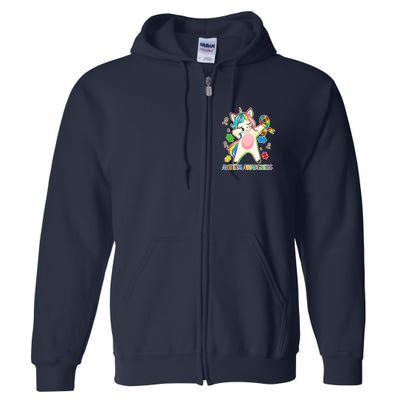 Autism Awareness Dabbing Unicorn Full Zip Hoodie
