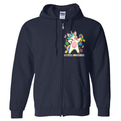 Autism Awareness Dabbing Unicorn Full Zip Hoodie