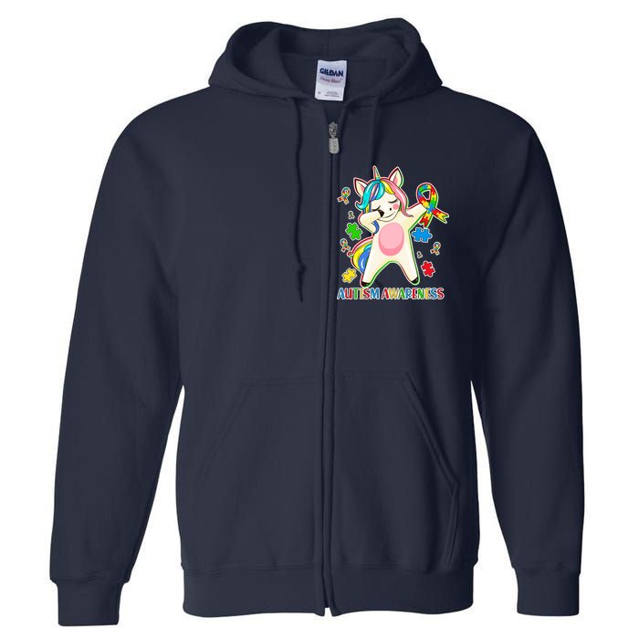 Autism Awareness Dabbing Unicorn Full Zip Hoodie