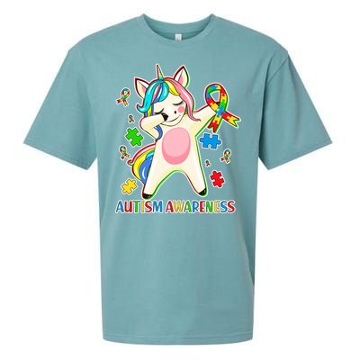 Autism Awareness Dabbing Unicorn Sueded Cloud Jersey T-Shirt