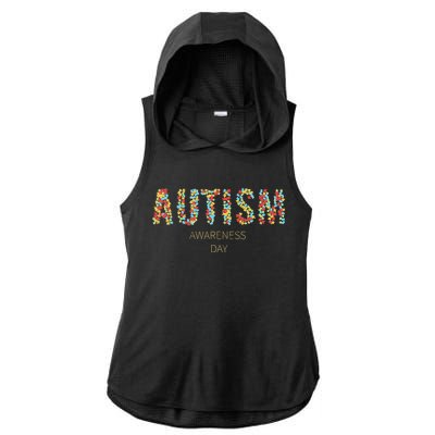 Autism Awareness Day Ladies PosiCharge Tri-Blend Wicking Draft Hoodie Tank