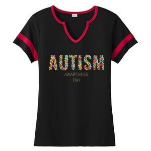 Autism Awareness Day Ladies Halftime Notch Neck Tee