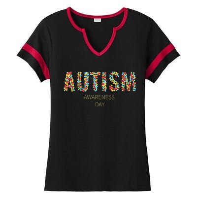 Autism Awareness Day Ladies Halftime Notch Neck Tee