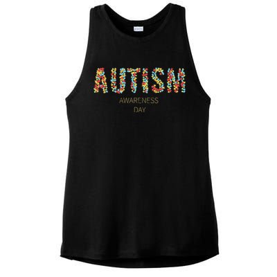 Autism Awareness Day Ladies PosiCharge Tri-Blend Wicking Tank