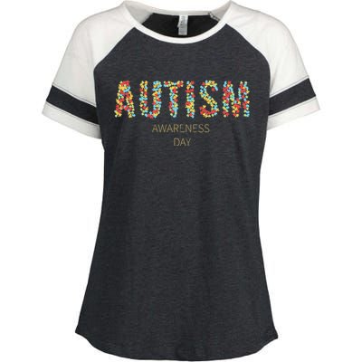 Autism Awareness Day Enza Ladies Jersey Colorblock Tee