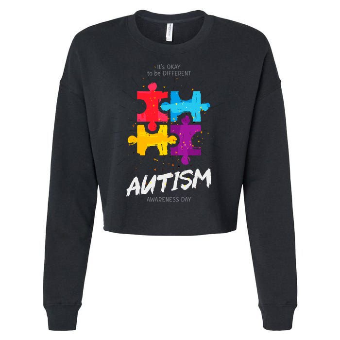 Autism Awareness Day Be Different Cropped Pullover Crew