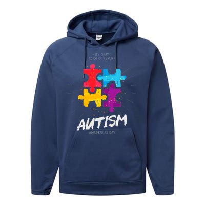 Autism Awareness Day Be Different Performance Fleece Hoodie